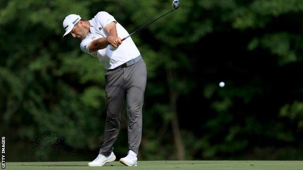 Jon Rahm playing at the Memorial Tournament