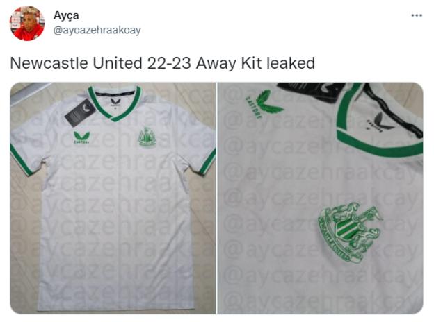 A tweet displaying Newcastle's apparent third kit for 2022-23