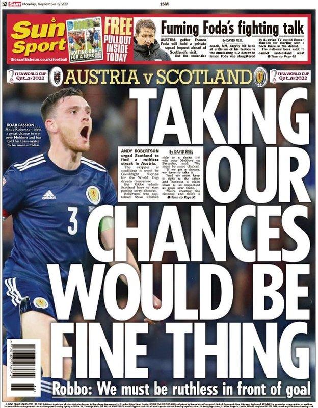The back page of the Scottish Sun on 060921