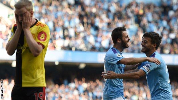 Bernardo Silva scored his first Manchester City hat-trick on a desperate day for Watford