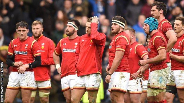 Wales players following the loss against Scotland