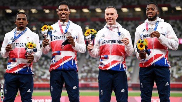 CJ Ujah, Zharnel Hughes, Richard Kilty and Nethaneel Mitchell-Blake