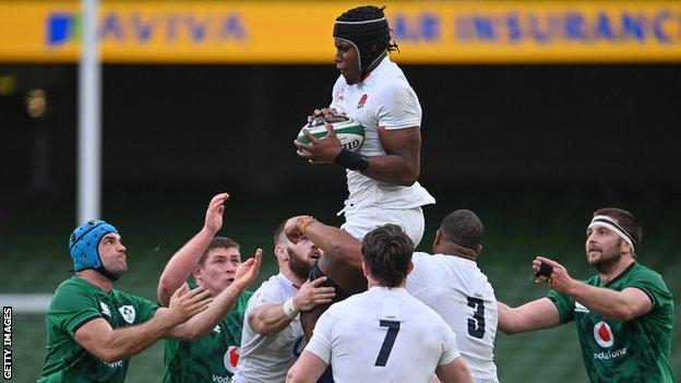 Maro Itoje in action for England
