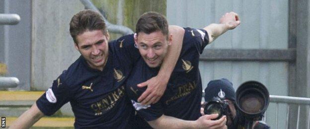 Falkirk's Bob McHugh (right) celebrates as he puts his side back in front
