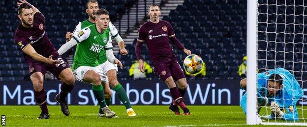 Craig Gordon (right) saves from Kevin Nisbet