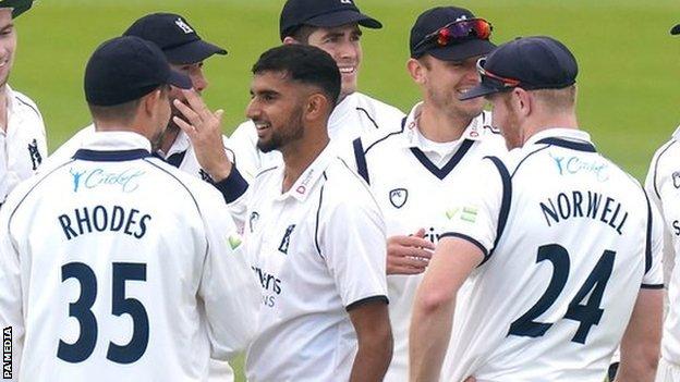 Teenage paceman Manraj Johal got the chance to make his first-class debut in the absence of England all-rounder Chris Woakes