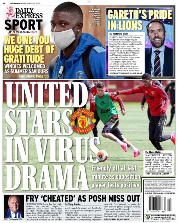The Express say Manchester United were involved in a Covid-19 near miss