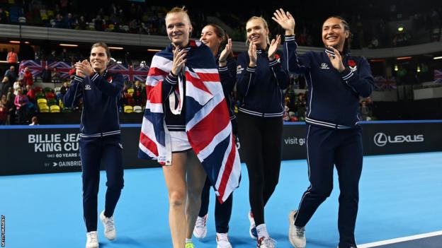 Great Britain's women celebrate