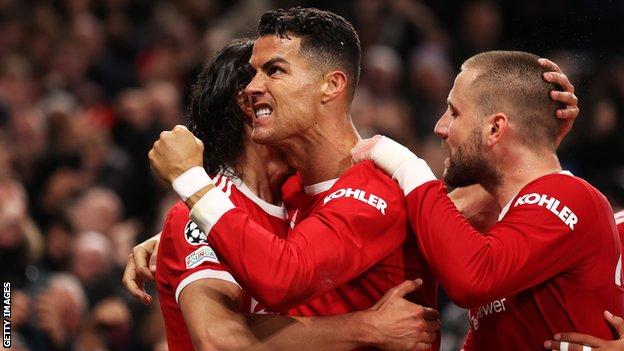 Ronaldo celebrates his winning header against Atalanta