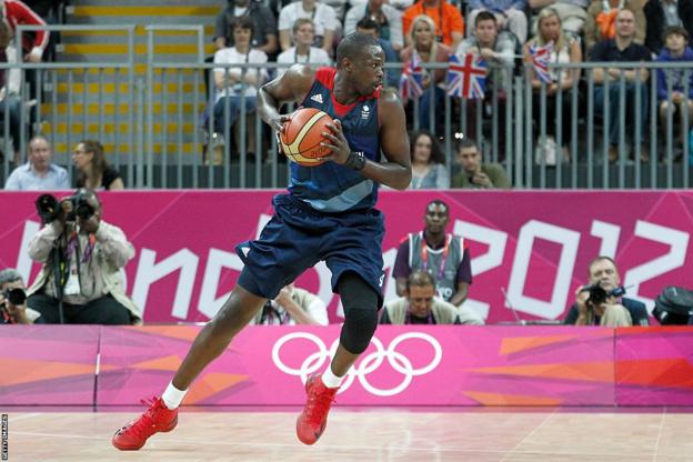 Luol Deng playing for the London 2012 Olympics basketball team