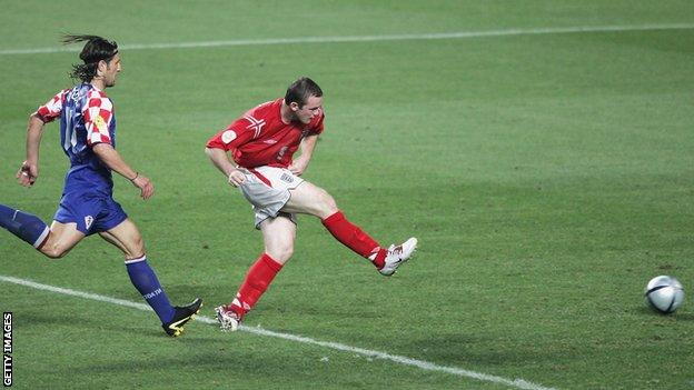 Wayne Rooney scores against Croatia at Euro 2004