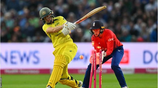 Ellyse Perry is bowled by Lauren Bell