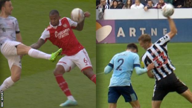 Handball incidents involving Dan Burn and Gabriel