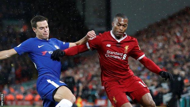 Daniel Sturridge in action for Liverpool against Chelsea