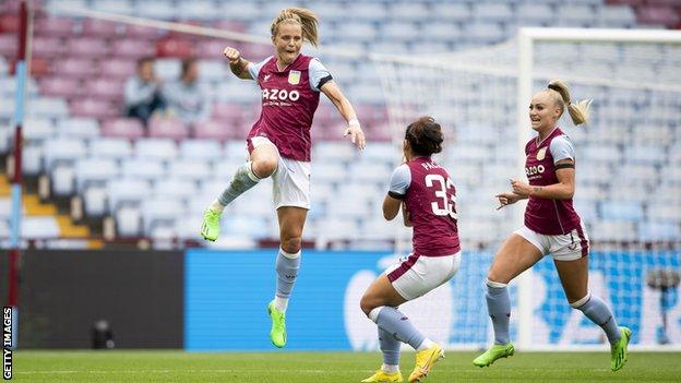 Rachel Daly celebrates scoring for Aston Villa
