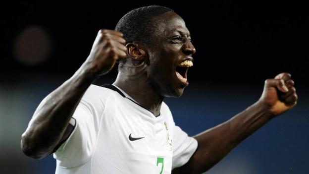 Jacob Mulenga celebrates a goal for Zambia at the 2010 Africa Cup of Nations in Angola