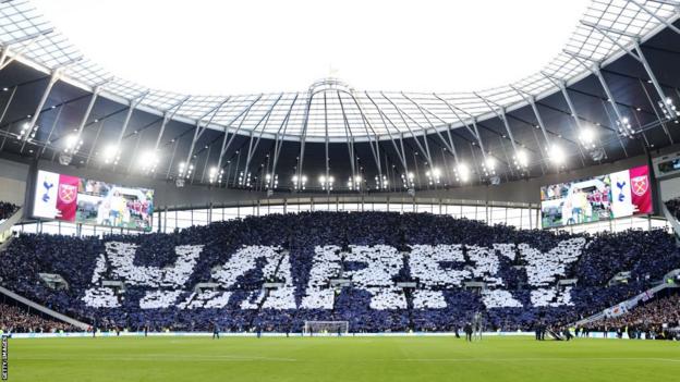Tottenham fans spelled out the word 'Harry' behind the goal before the match started