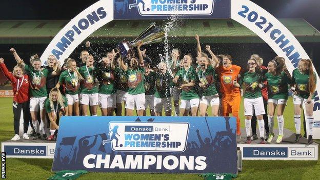 Jess Foy lifts the Women's Premiership title