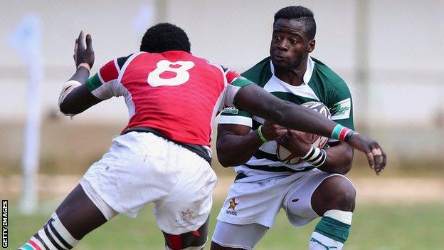Hilton Mudariki in action for Zimbabwe against Kenya