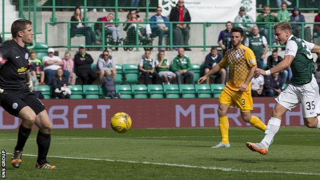 Jason Cummings knocked in the only goal at Easter Road