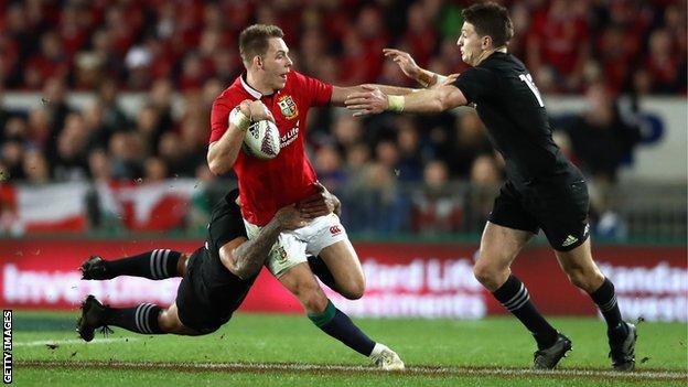 Liam Williams playing for the Lions against New Zealand