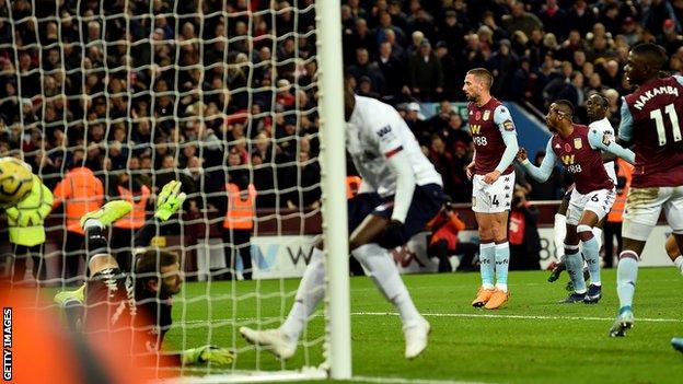Sadio Mane heads Liverpool's winner at Aston Villa