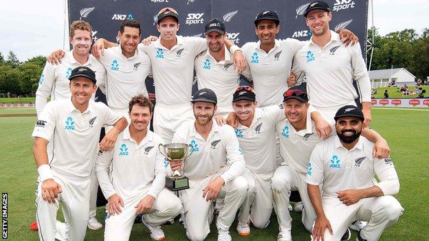 New Zealand with the series trophy