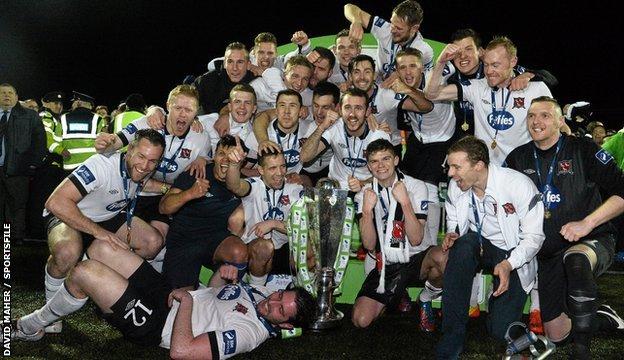 Dundalk's players after winning the league title in 2014