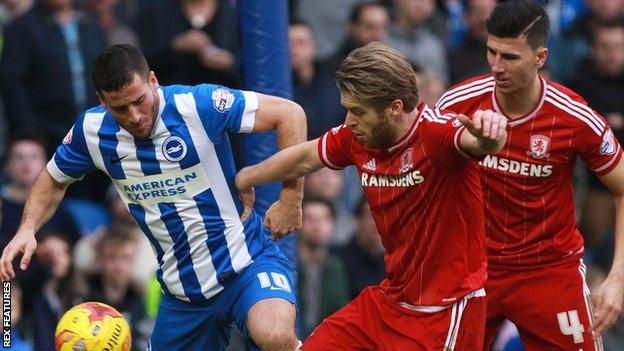 Brighton and Middlesbrough in action