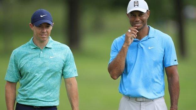Rory McIlroy and Tiger Woods playing at the Memorial Tournament in Ohio
