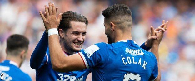 Rangers' Scott Wright and Antonio Colak celebrate