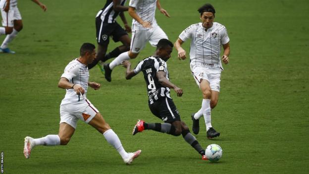 Former Ivory Coast forward Salomon Kalou in action for Brazil's Botafogo