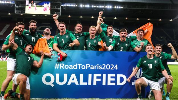 The Ireland Sevens celebrate victory