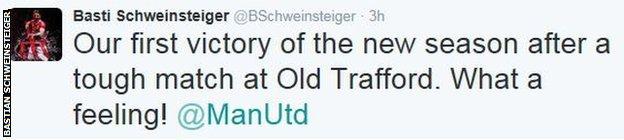 Bastian Schweinsteiger on twitter