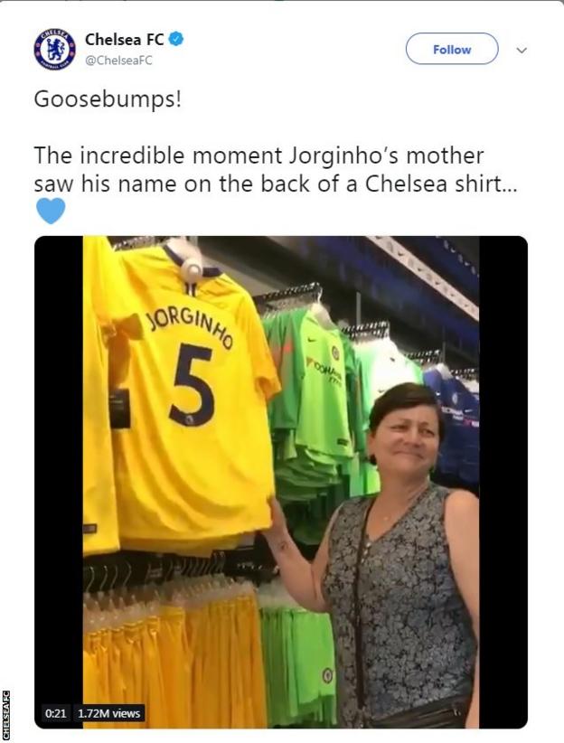 Jorginho Chelsea Midfielder Praises Amazing Mother On International Women S Day Bbc Sport