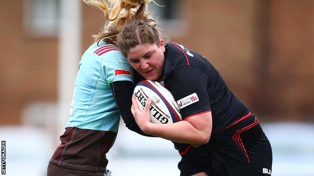Bryony Cleall playing for Saracens