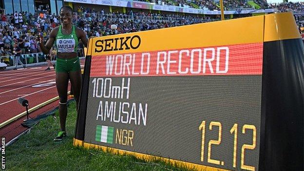 Tobi Amusan celebrated her World Athletics Championships gold medal in the women's 100m hurdles