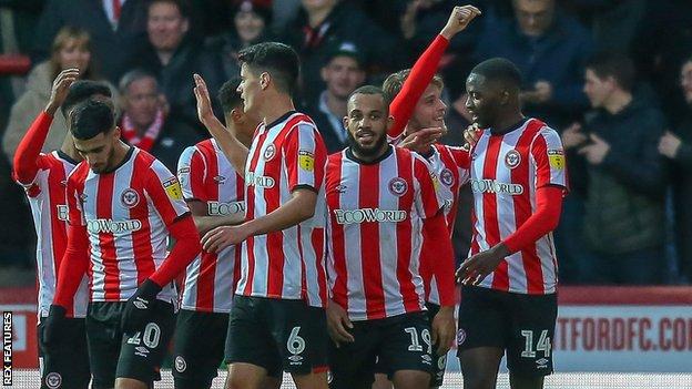 Brentford scored five first-half goals at Griffin Park