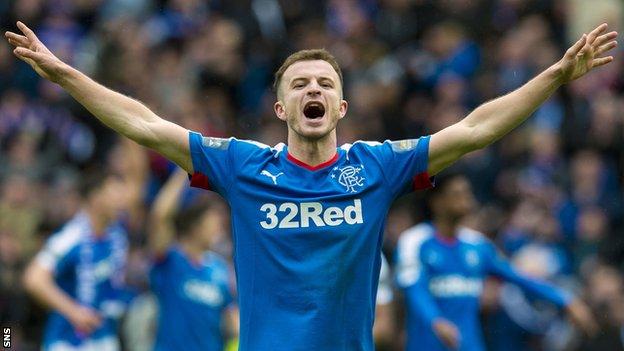 Rangers midfielder Andy Halliday celebrates