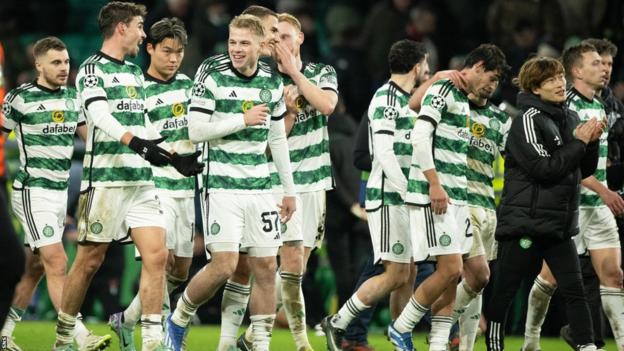 Celtic players celebrating