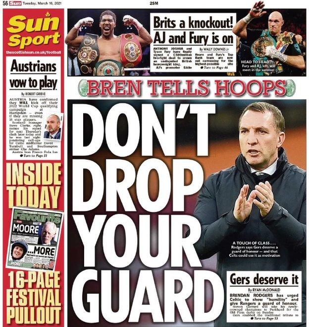 The back page of the Scottish Sun on 160321