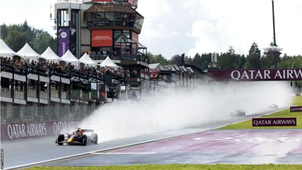 Max Verstappen leads the field during the Belgian GP sprint race