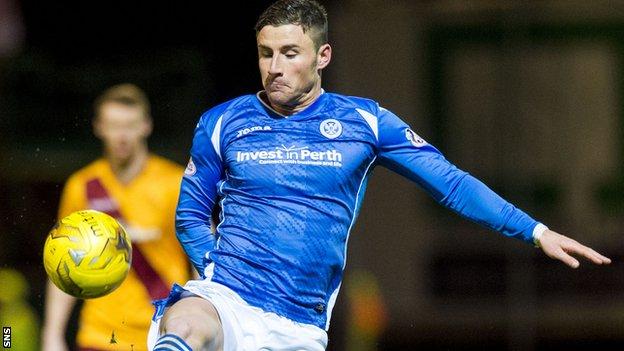 Michael O'Halloran attempts to control the ball for St Johnstone