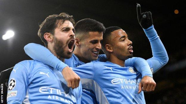 Bernardo, Cancelo and Jesus celebrates