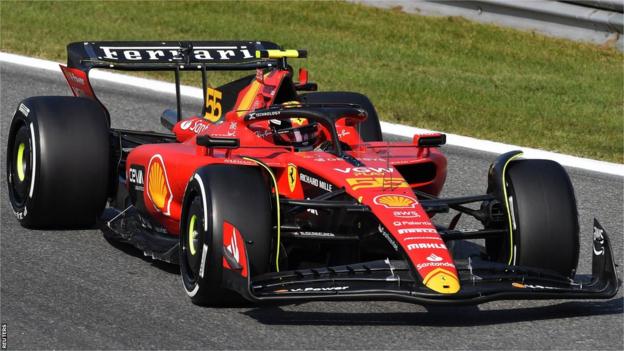 Carlos Sainz drives his Ferrari in Italian GP qualifying