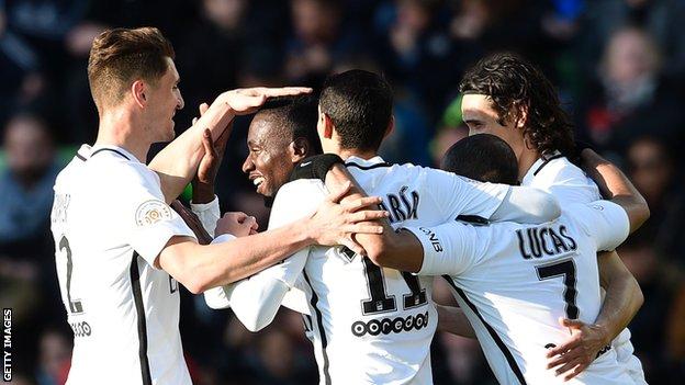 Blaise Matuidi (centre) is congratulated by team-mates