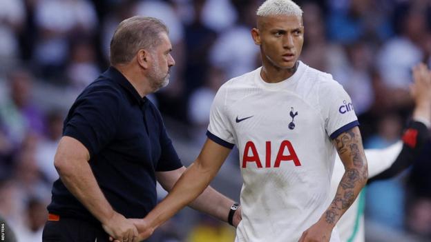 Tottenham boss Ange Postecoglou and forward Richarlison
