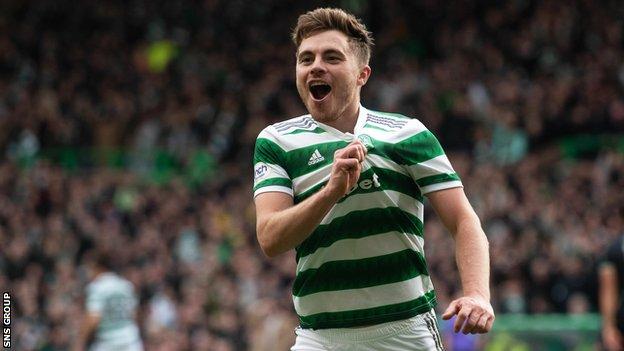 James Forrest scored a hat-trick to take his Celtic tally to 100 goals