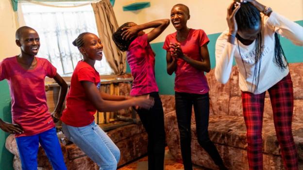 Girls at Nala Track Club giggling