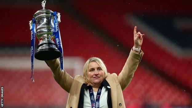 Emma Hayes with FA Cup trophy